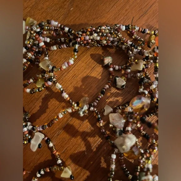 3 for $30 Vintage Multi Strands Magnetic Clasp Seed Bead Gem Crystal Necklace - Picture 7 of 8